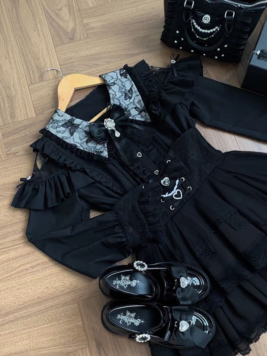 原宿系可愛いスカートセット レディース スウィートレース オ - Blouse Off Shoulder のレビューと価格