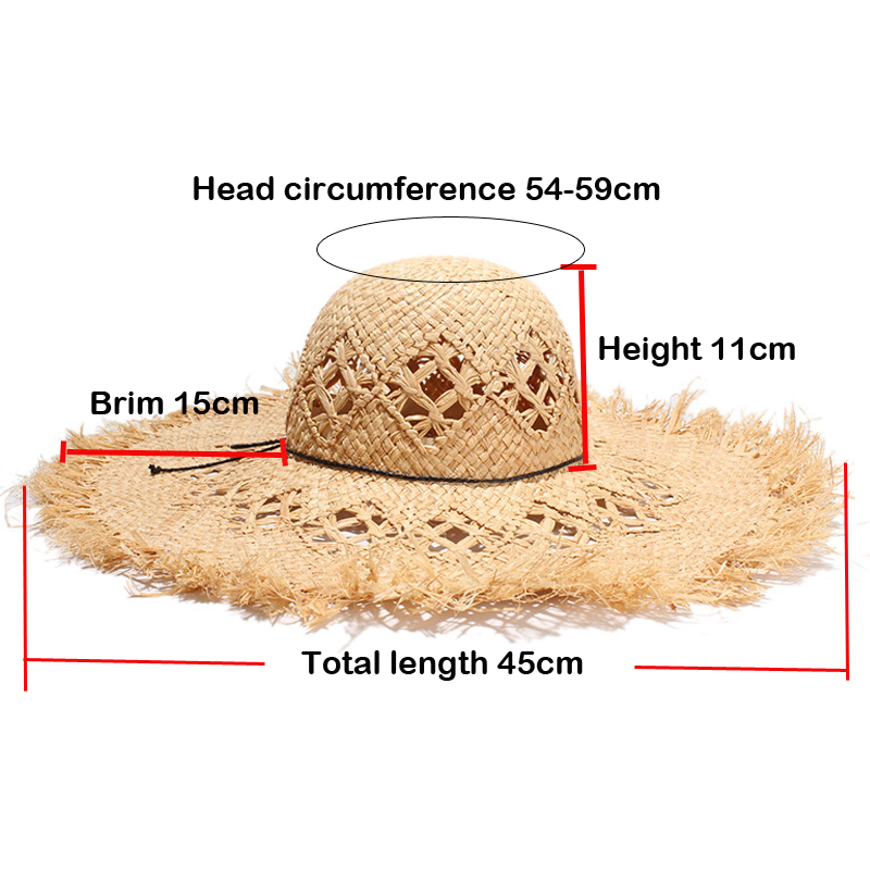 女性のための広いつばの天然ラフィア麦わら帽子,リボン,フロッ - Hat Floppy Wide のレビューと価格