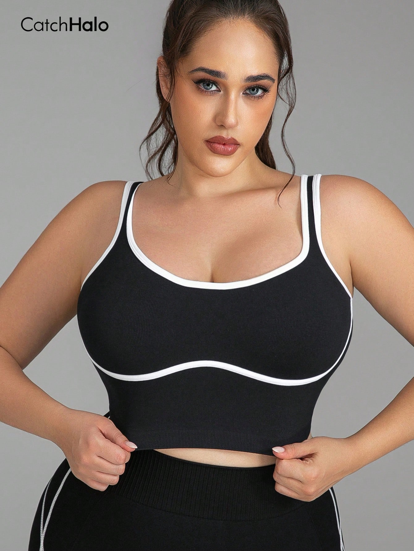 レディース プラスサイズ シームレスブラレット 配色トリム  - Crop Top Crochet のレビューと価格