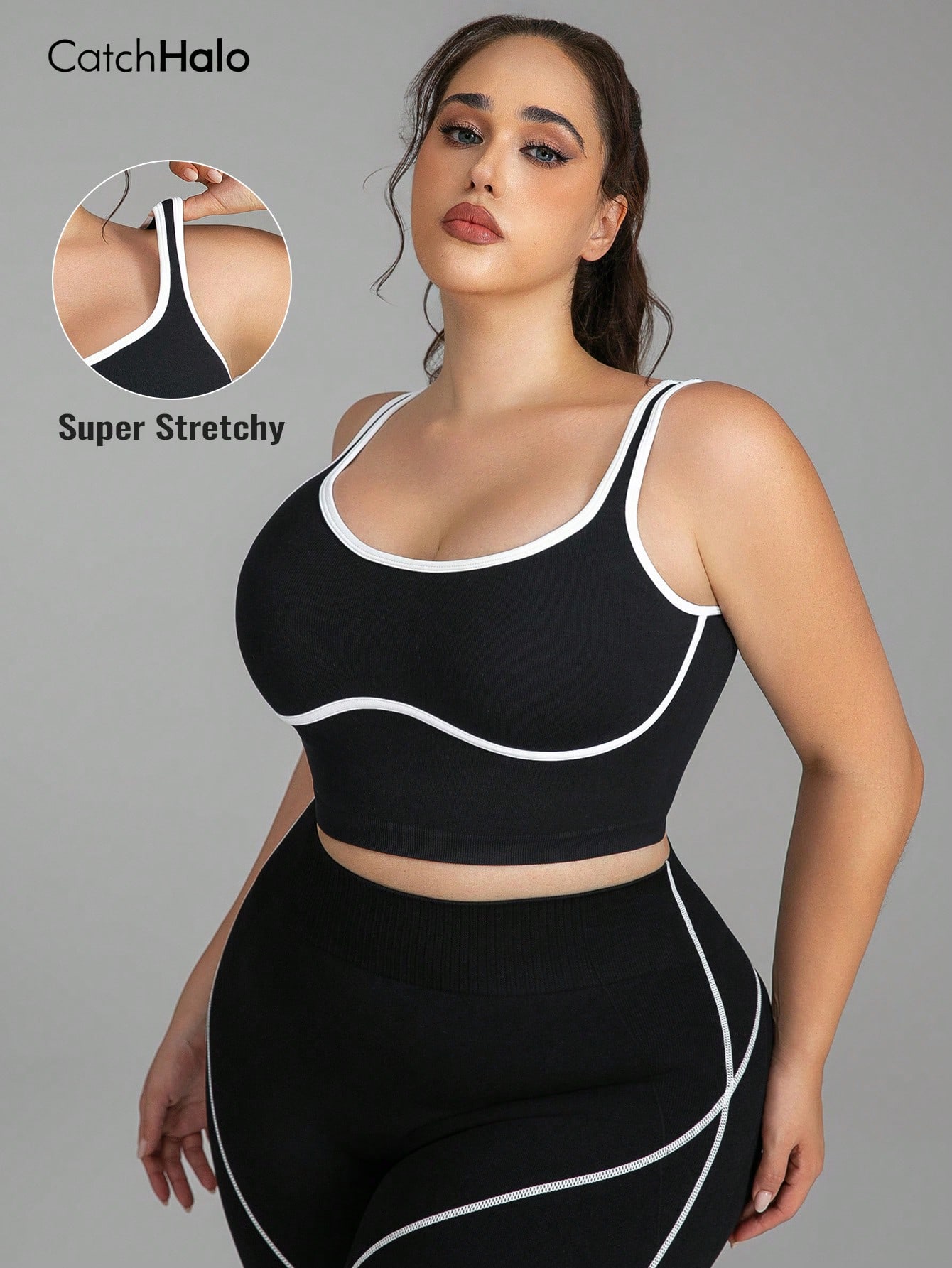 レディース プラスサイズ シームレスブラレット 配色トリム  - Crop Top Crochet のレビューと価格