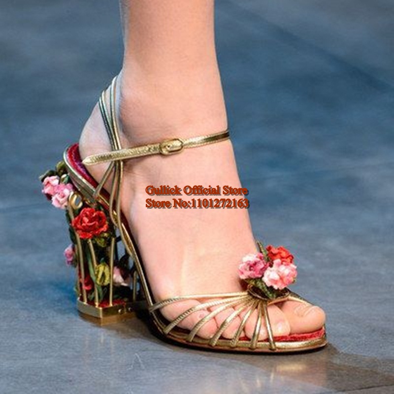 高級鳥かご女性サンダルゴールドメタリックレザーストラップサン - Sandal Strappy Heeled のレビューと価格
