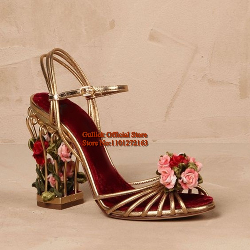 高級鳥かご女性サンダルゴールドメタリックレザーストラップサン - Sandal Strappy Heeled のレビューと価格