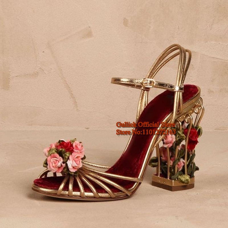 高級鳥かご女性サンダルゴールドメタリックレザーストラップサン - Sandal Strappy Heeled のレビューと価格