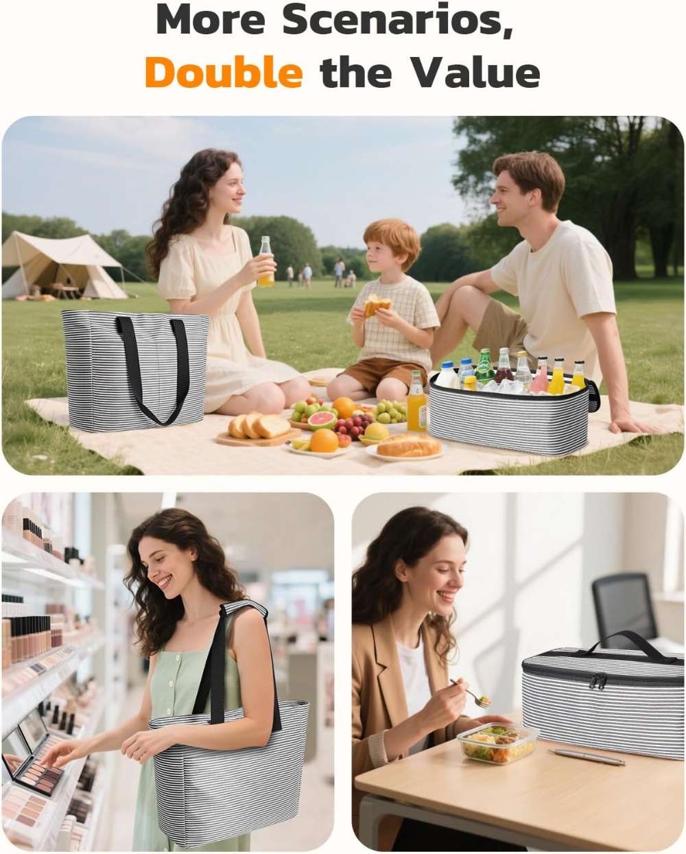 45L防水ビーチバッグ＆クーラーセット、XXL折りたたみ式ジ - Tote Bag Beach のレビューと価格