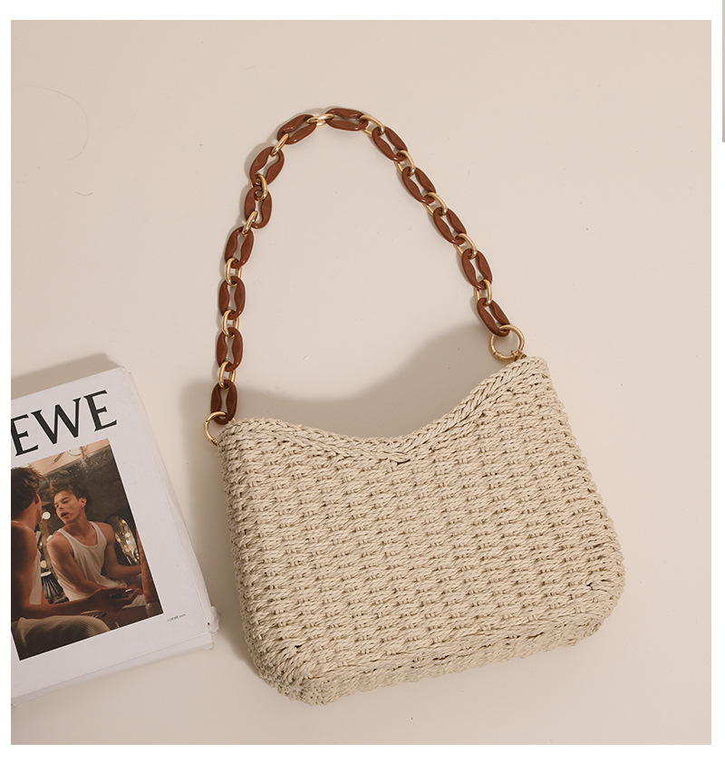 女性用麦わらバッグ：ビーチでの休暇に最適な無地ショルダーバッ - Tote Bag Beach のレビューと価格