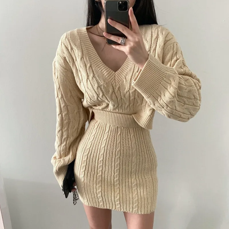 レディース無地韓国風ニットツーピースドレス、Vネックリネン柄 - Linen Dress Wrap のレビューと価格