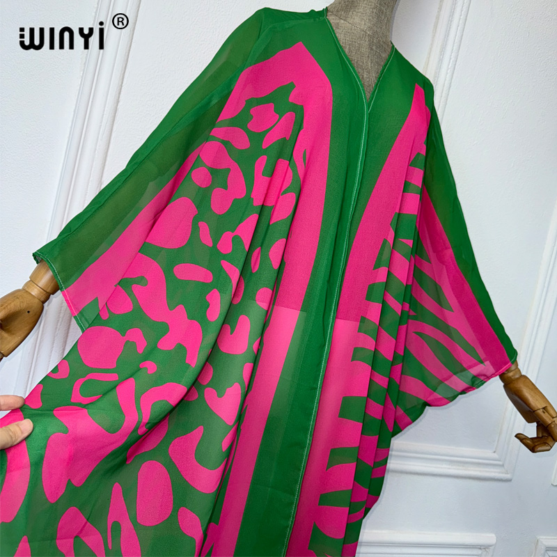WINYI アフリカボヘミアンプリント着物風ルーズドレス 女 - Cover Up Kaftan のレビューと価格
