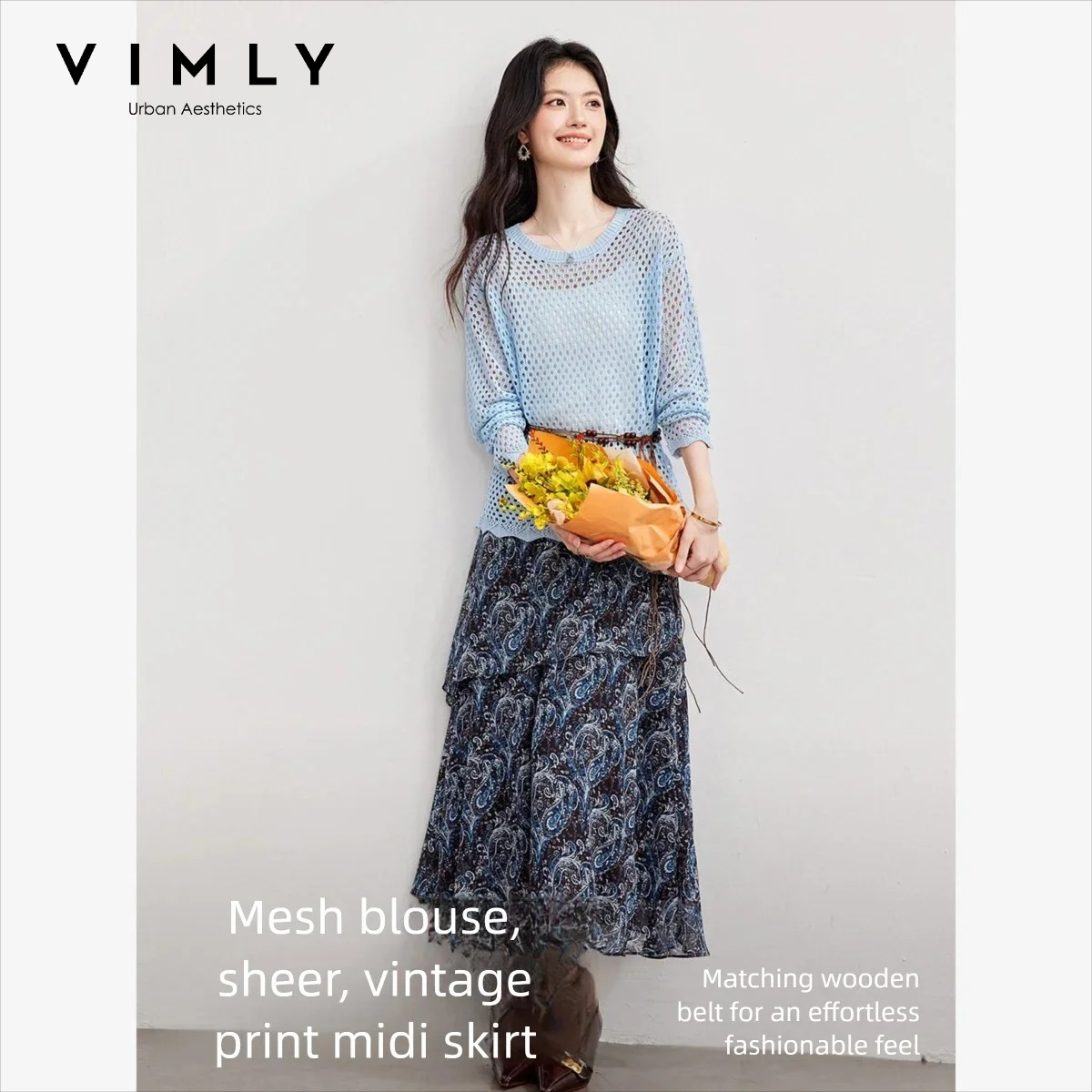 VIMLY レディース ツーピースセット 2026 秋ファッ - Midi Skirt Floral のレビューと価格