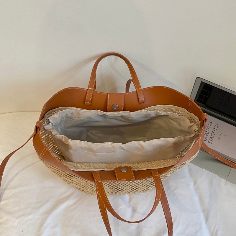 Vsperブランドのストローニットビッグトートバッグ、女性用 - Crochet Bag Raffia のレビューと価格