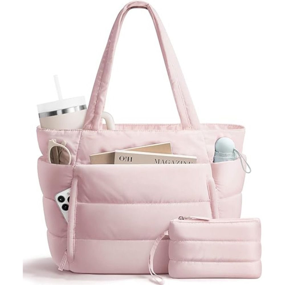 大容量パファートートバッグ 女性用 多ポケット コインケース - Tote Bag Beach のレビューと価格