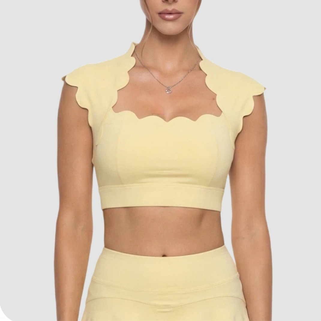 パッド入りウェーブデザインレディーススポーツベストヨガブラタ - Crop Top Crochet のレビューと価格