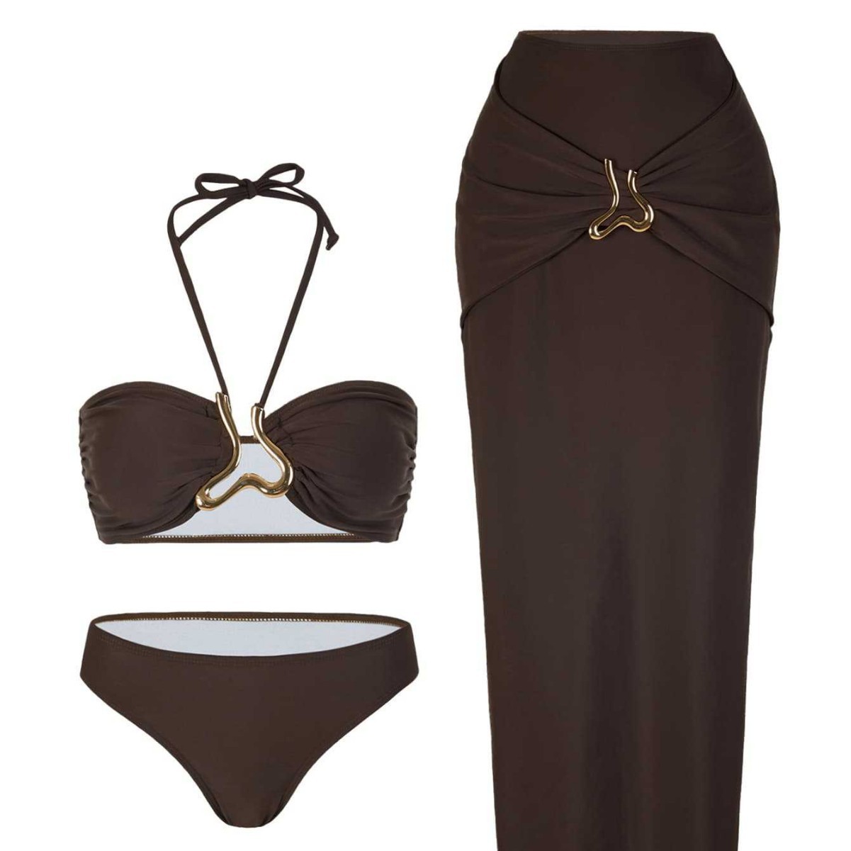 女性用ノースリーブタンキニビキニ、ホルターネック、ハイウエス - Swimsuit Bikini Ruched のレビューと価格