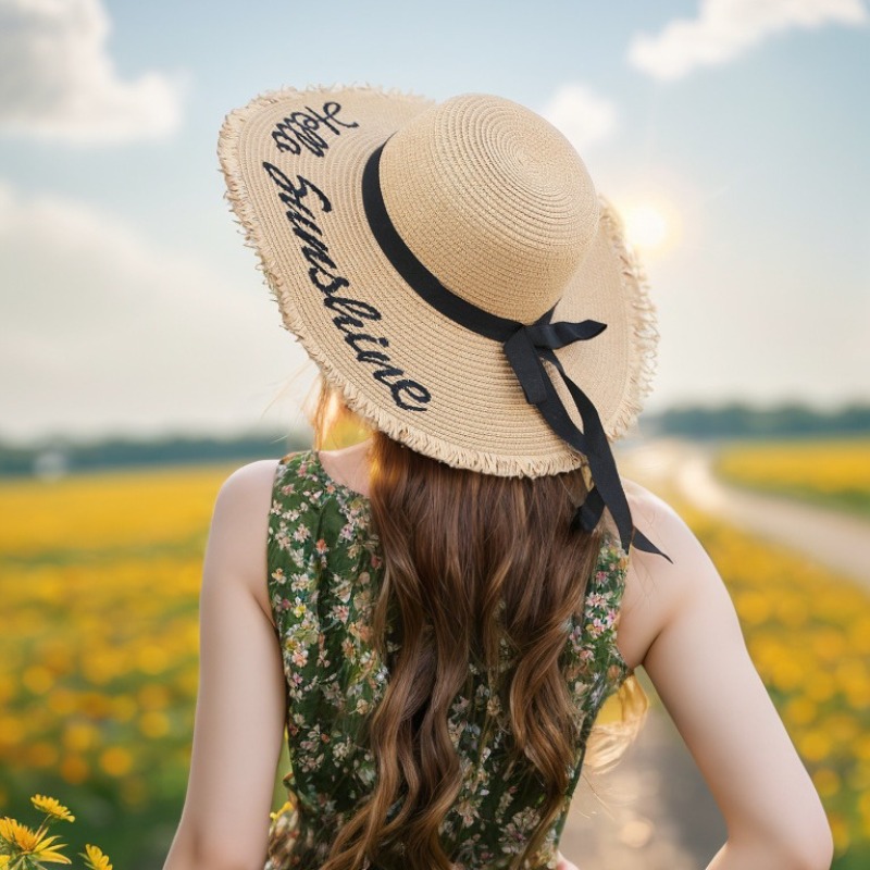 1pc 夏用フロッピービーチハット 女性用、ブライダルパーテ - Hat Floppy Wide のレビューと価格