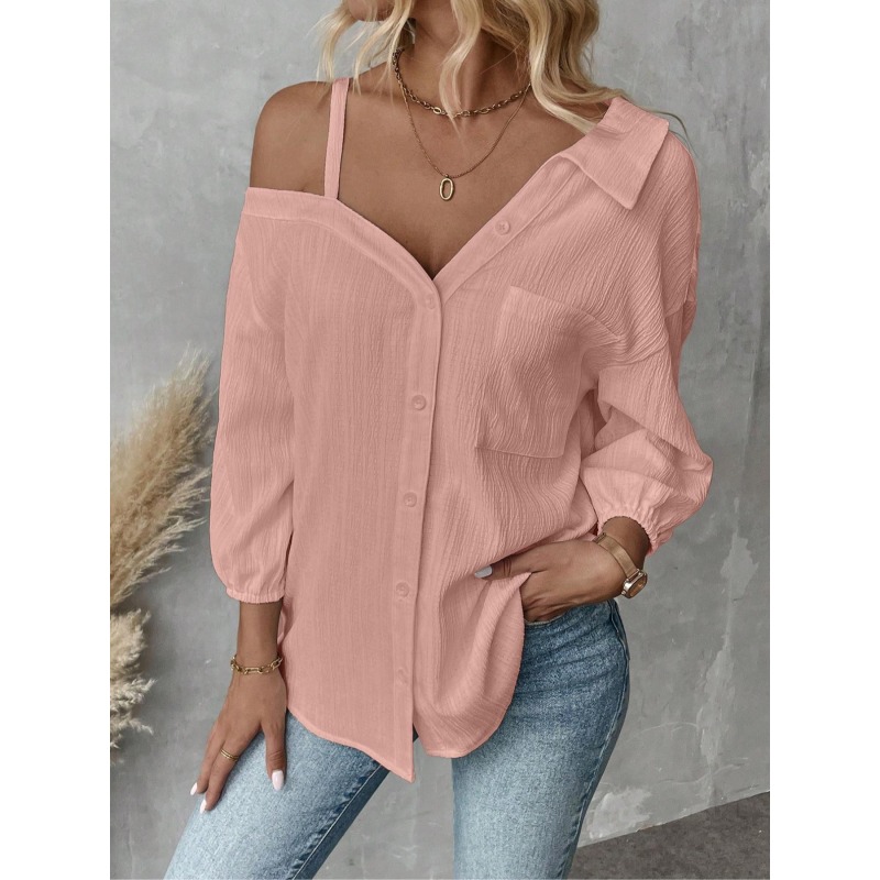 プラスサイズ1XL-5XL女性ブラウストップレディシングルブ - Blouse Off Shoulder のレビューと価格