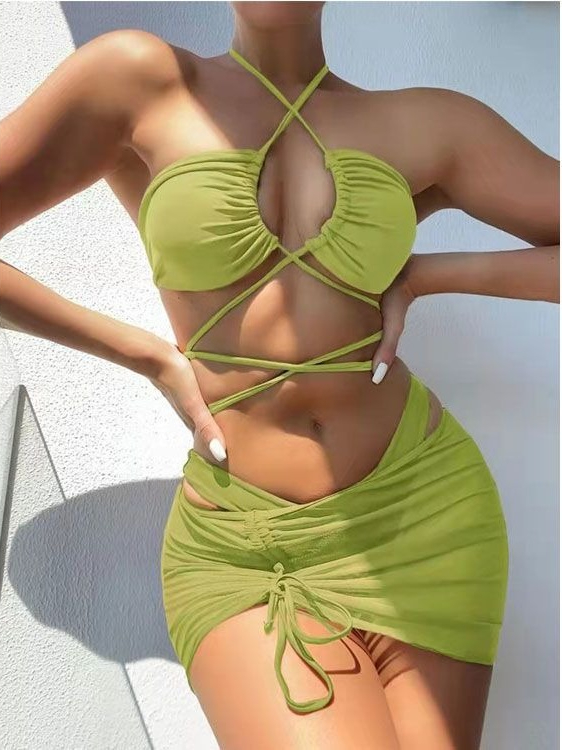 レディースハイウエストスプリットビキニ 2026年新作 トレ - Swimsuit Bikini Ruched のレビューと価格
