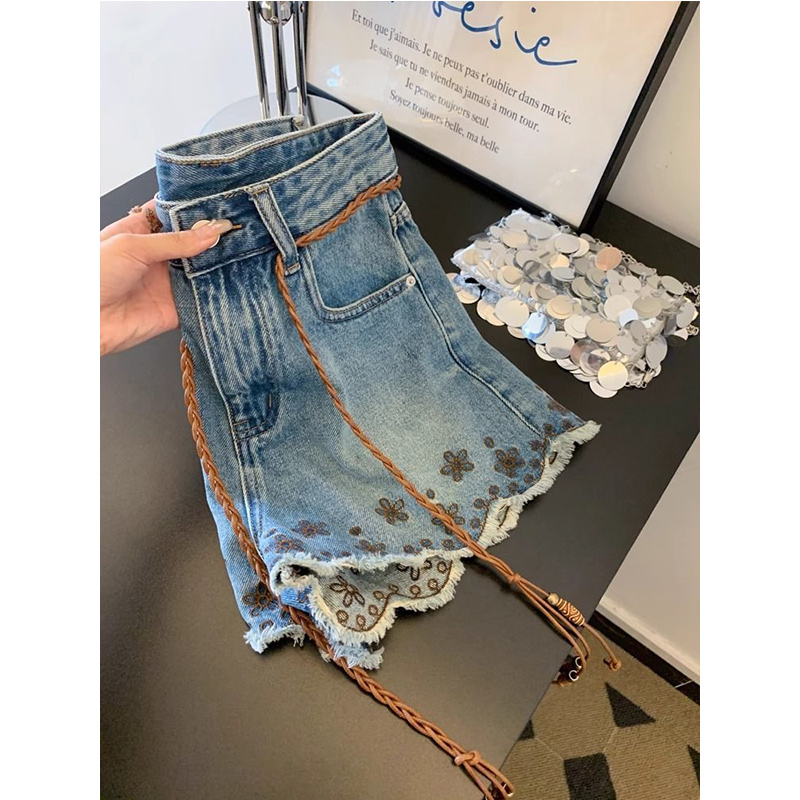 通気性のあるヴィンテージデニムショートパンツ レディース ハ - Shorts Denim Frayed のレビューと価格