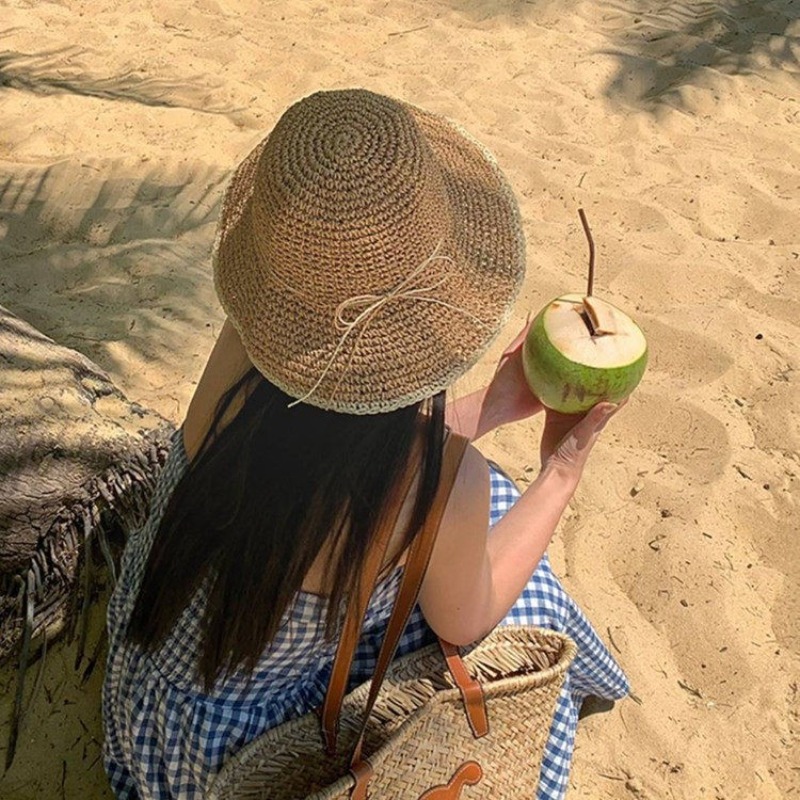 1pc レディースサマービーチストローハット、女性用、つば広 - Hat Floppy Wide のレビューと価格