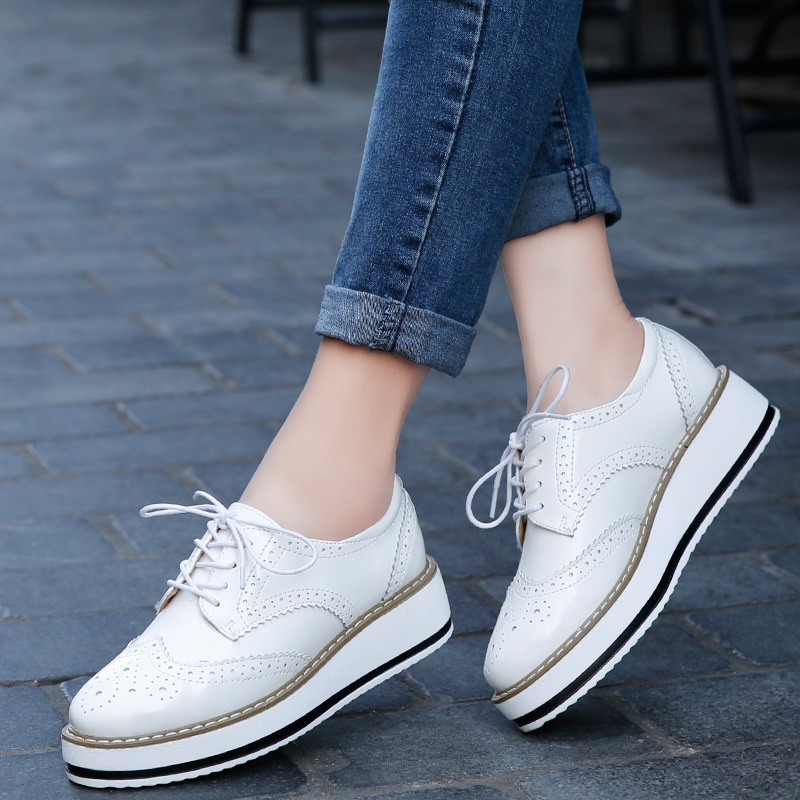 女性ローファーの靴革の厚さのヒールオックスフォード靴女性のレ - Wedge Espadrille Women のレビューと価格