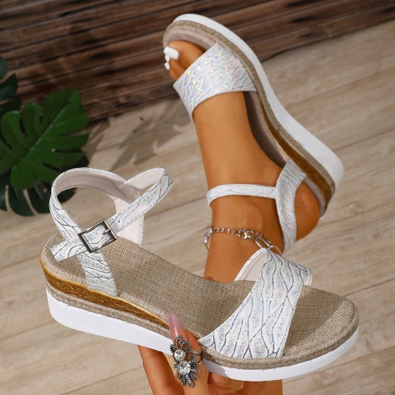 レディース ウェッジサンダル ホワイト プラットフォームヒー - Wedge Espadrille Women のレビューと価格